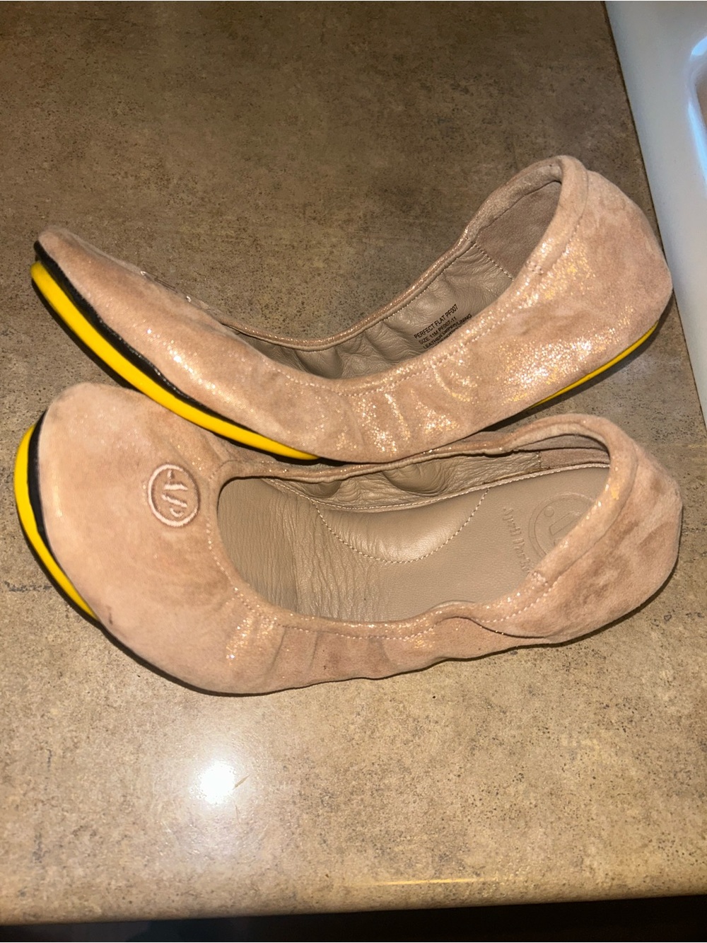 April Parker Shoes “The Perfect Flat” shimmery beige color